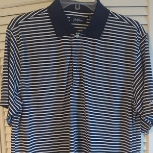 Jack Nicklaus Men's Navy Striped Polo Shirt L